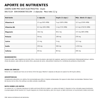 Alimentazione sportiva Sub-9 Pro Salts Electrolytes Duplo (2 Units)