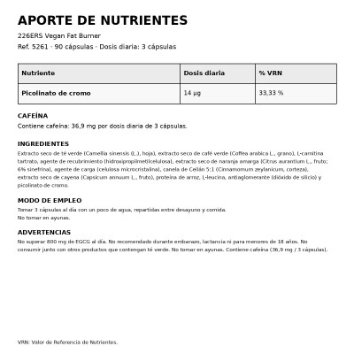 Alimentazione sportiva Vegan Fat Burner (90 cápsulas)
