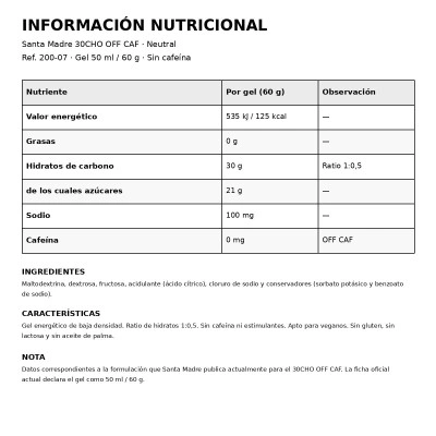 Gel energetico 30Cho Off Caf Neutral