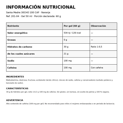 Gel energetico 30Cho 100 Caf Orange