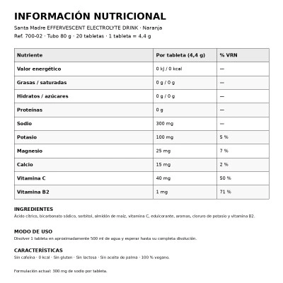 Alimentazione sportiva Effervescent Electrolyte Drink Orange 80gr